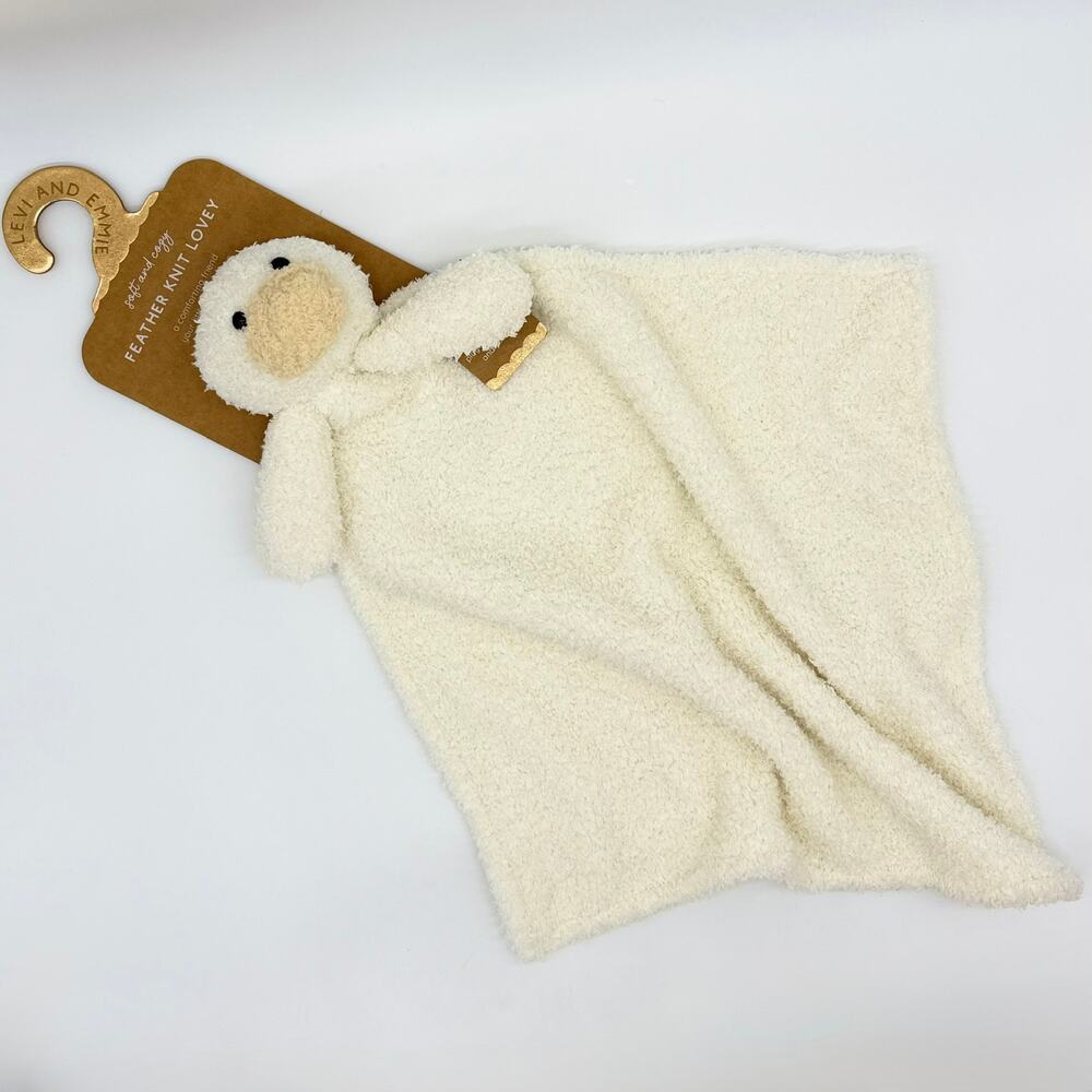 Levi And Emmie Plush Duck Feather Knit Baby Lovey Security Blanket NEW